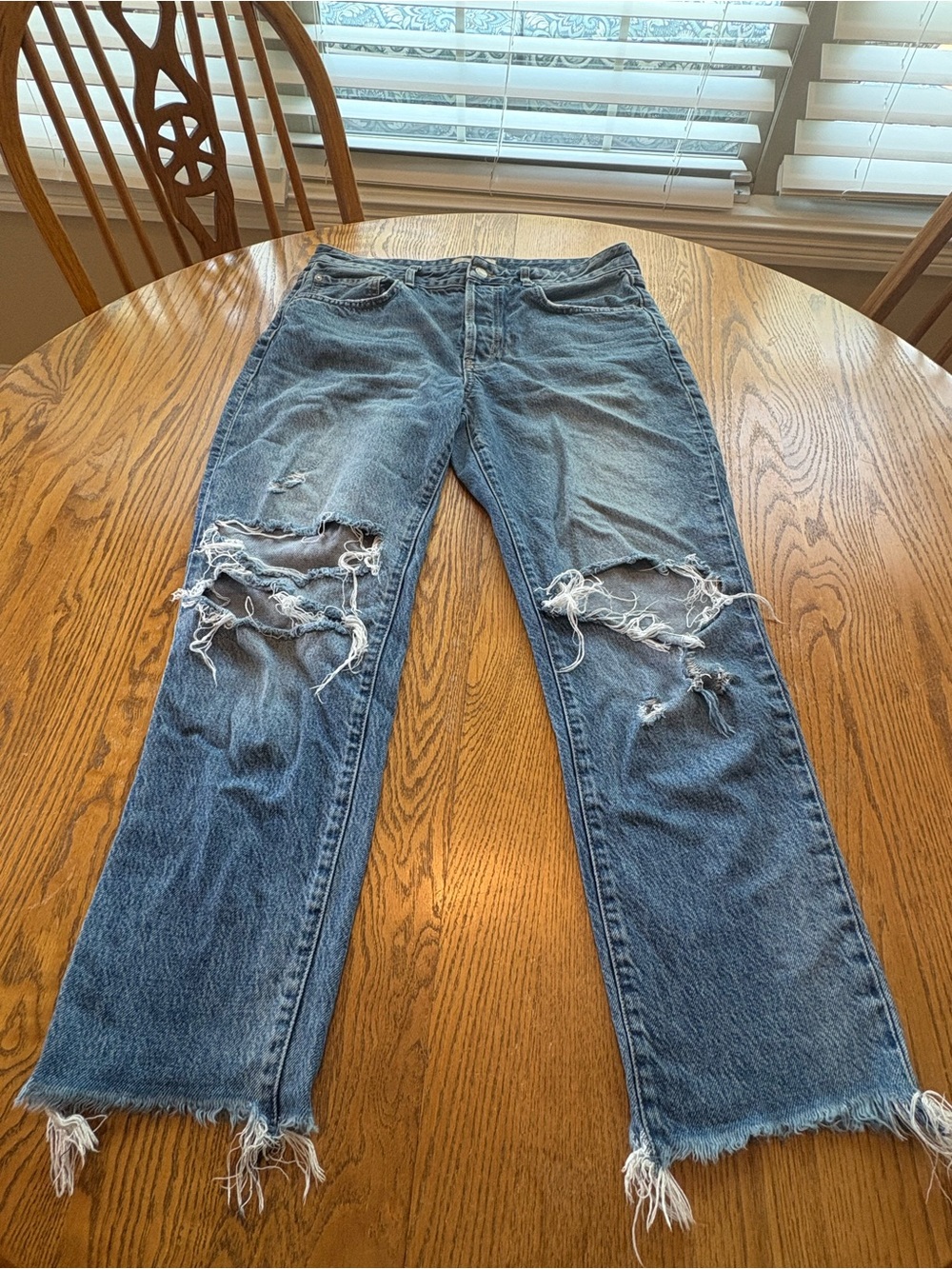 We The Free Distressed Cropped Ankle Jeans - Blue